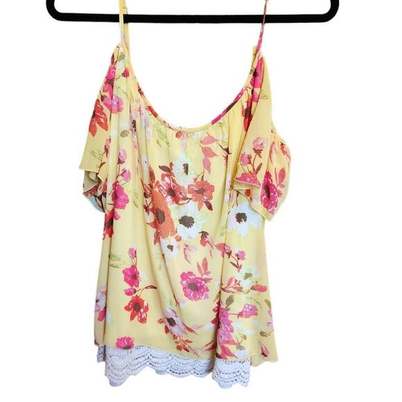 519 KUT FROM THE CLOTH FLORAL AND LACE TOP XL WN - Picture 1 of 1